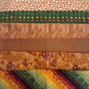 3 1/2 + yards Cotton Quilt Fabric Bundle Rust Green Craft Fall Material #987